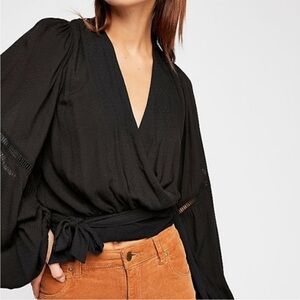 Free People Dream Girl Wrap Blouse Top L
